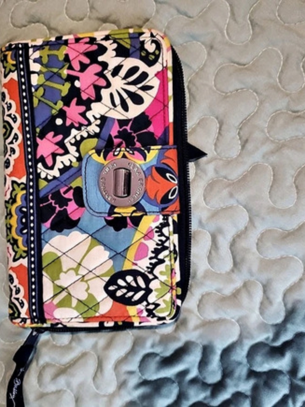 Vera Bradley Turnlock Wallet Floral Multicolor & Pink